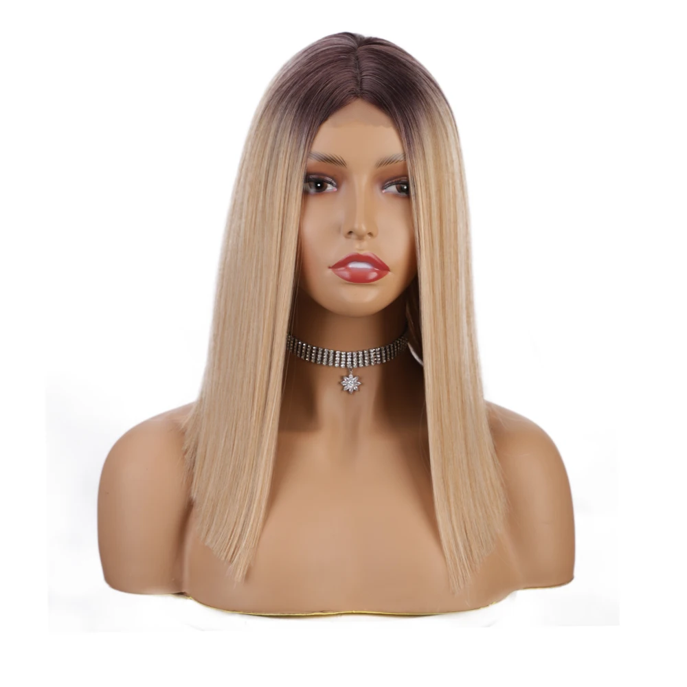 

Aisi Hair natural colour wholesale for women good straight blend mix short bob 14inch fringe black sisters synthetic hair wig