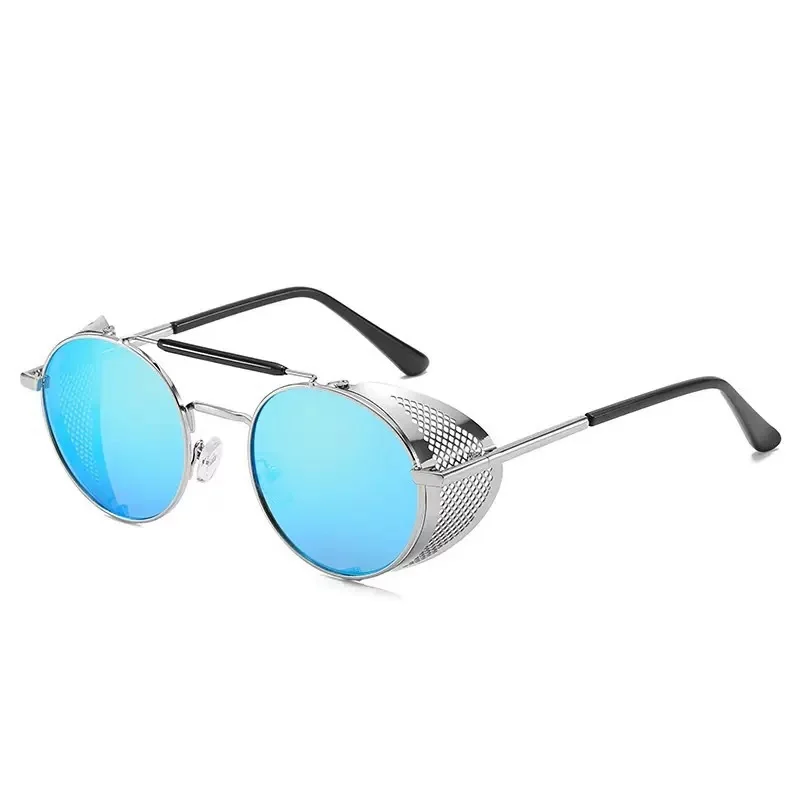 

Amazon hot sale round steampunk sunglasses fashion designer colorful Lens unisex unique vintage shades sung lasses 2022
