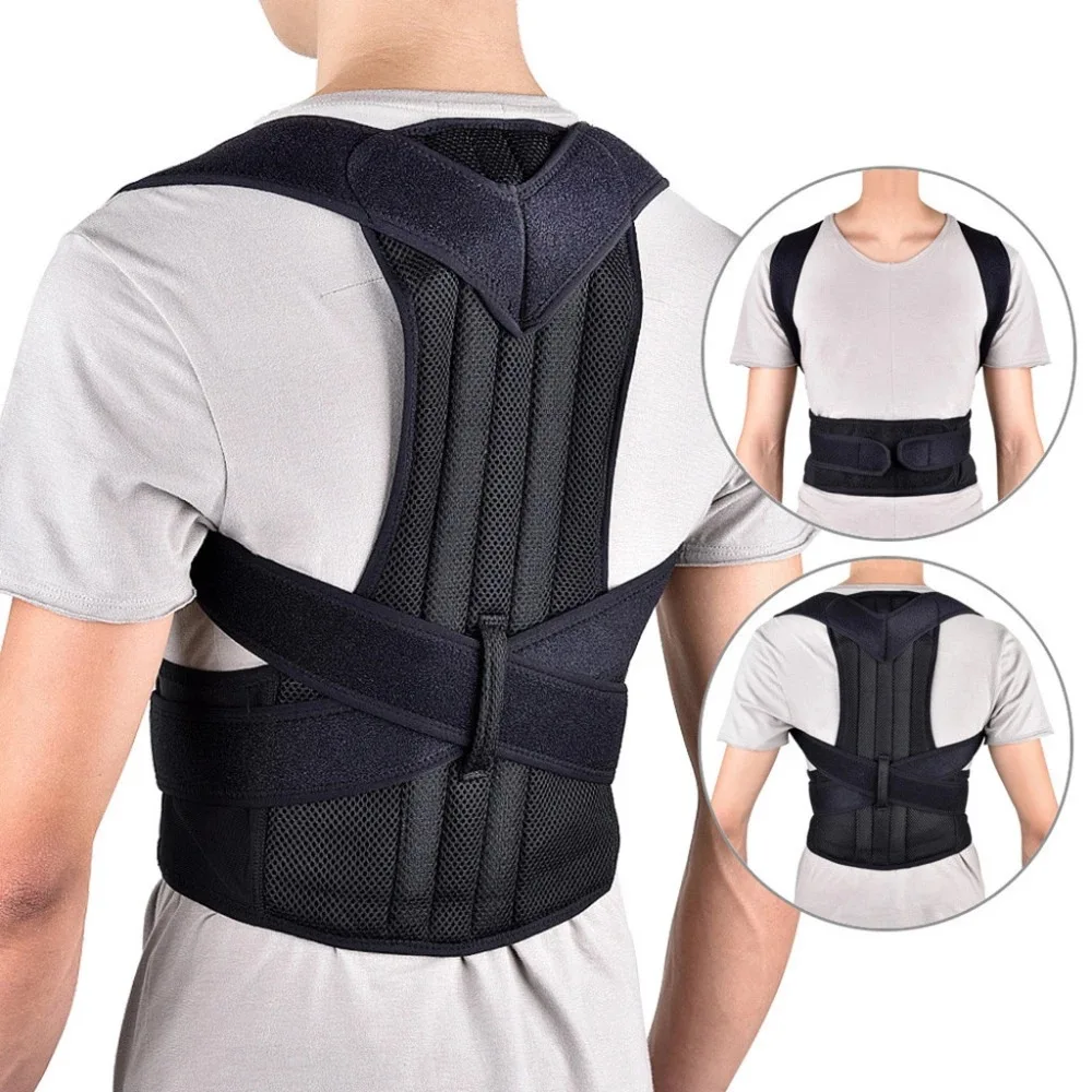 

Adjustable Adult Corset Upper Back Shoulder Support Posture Corrector Spine Brace Back Belt, Black