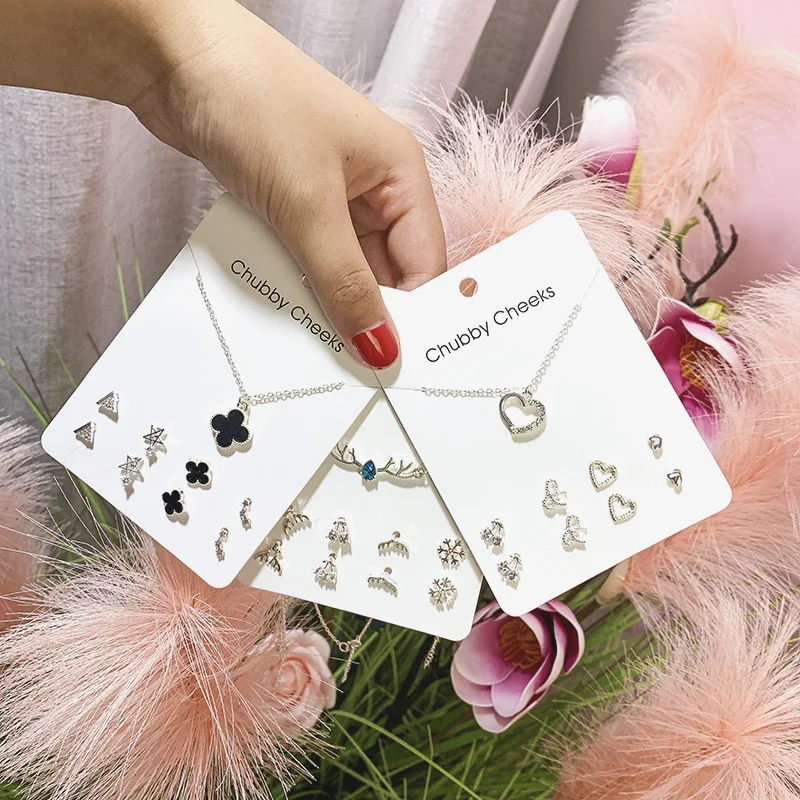 

Wholesale 925 silver needle One Week Simple Small Stud earring necklace set