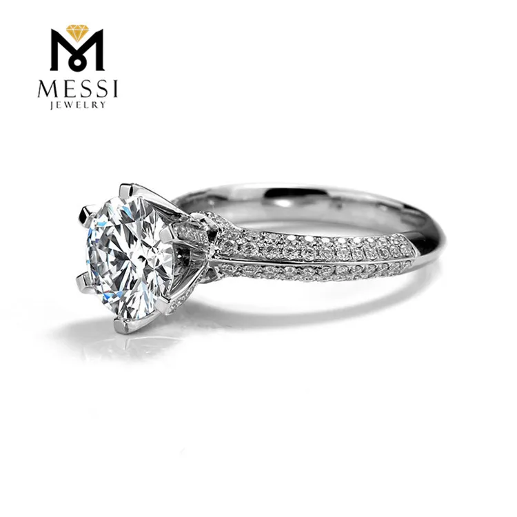 
Messi Jewelry 2 Carat VVS DEF diamond moissanite ring 14k 18k white gold engagement wedding ring cvd diamond ring 