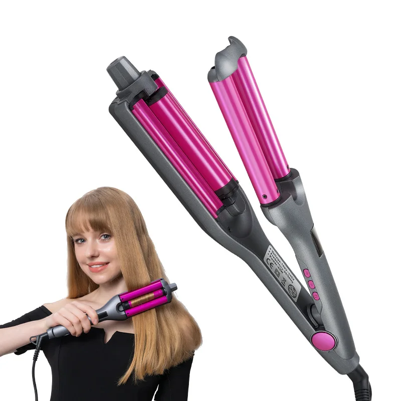 

M530 Resuxi new product 3 Barrel Curling Hair Waver for Deep Waves Professional Hair Curler Irons Hair styler, Gray