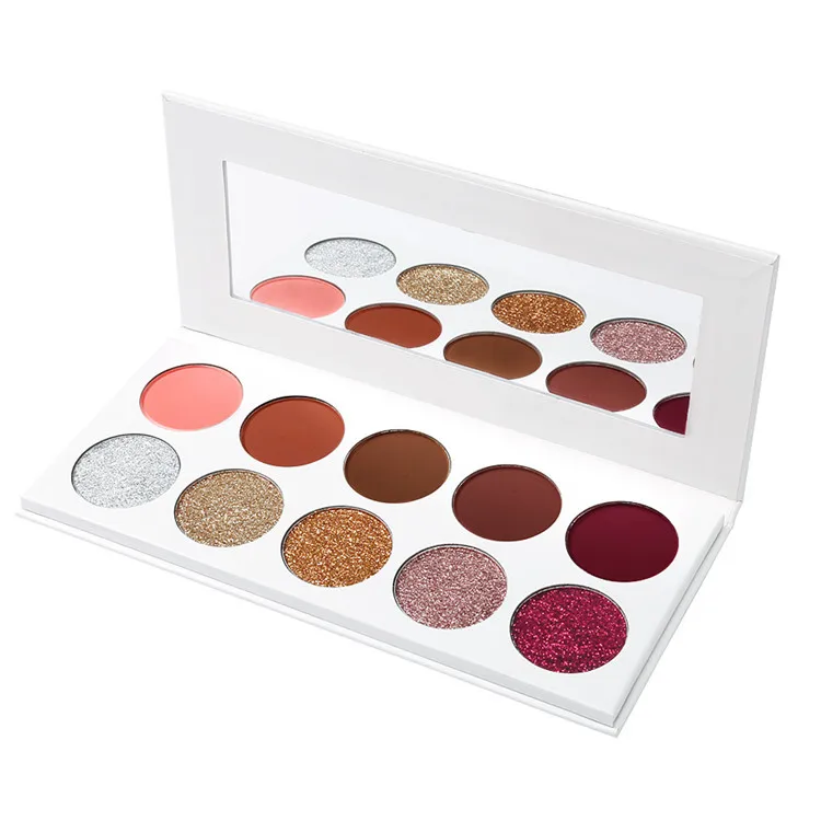 

Custom glitter makeup eyeshadow palette private label 10 colors eyeshadow round pans