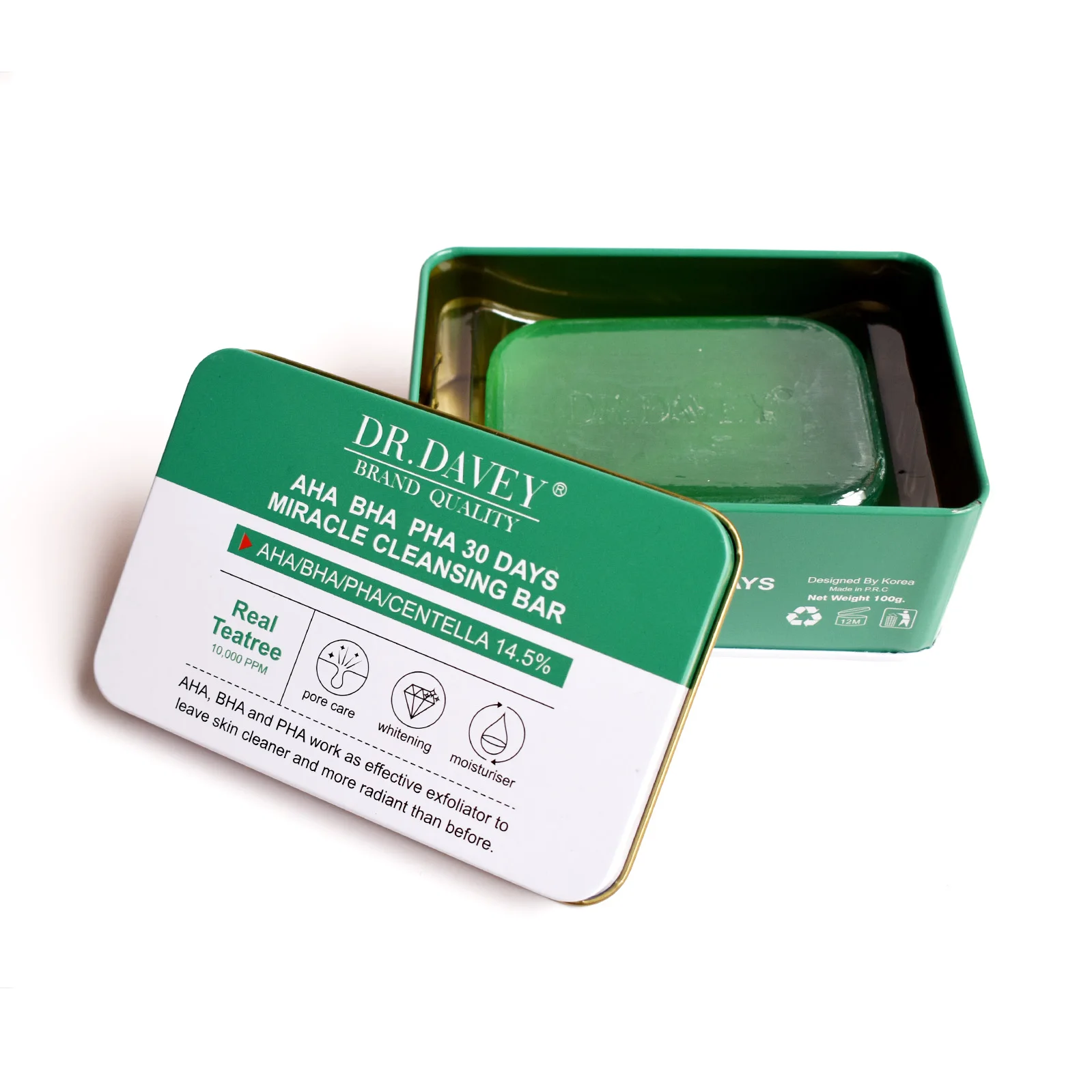 

DR.DAVEY AHA BHA PHA 30 DAYS Miracle cleansing soap bar tea tree soap Acne Exfoliating Moisturizing and Brightening, Pink