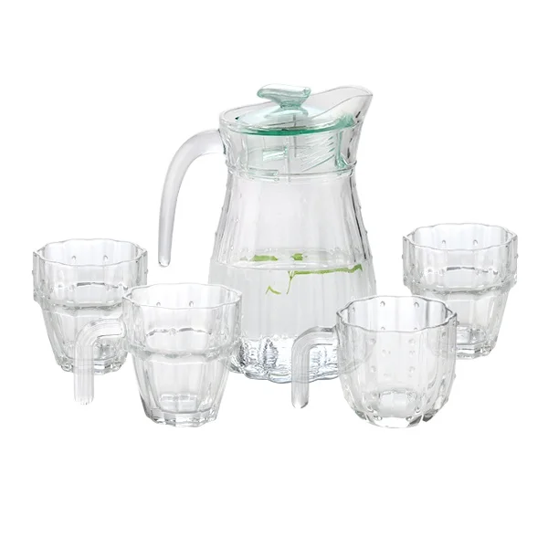 

Cheap glass water drinking juice jug set 5 pcs glass pitcher set, Transparent