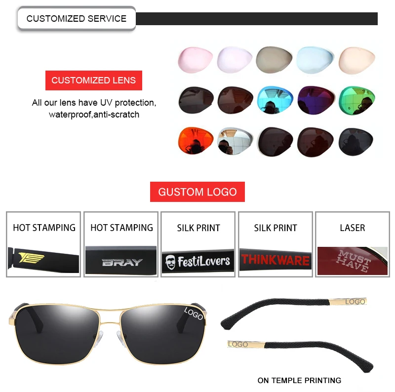 2019  Classic male TR90 square sun glasses metal frame  polarized men sunglasses