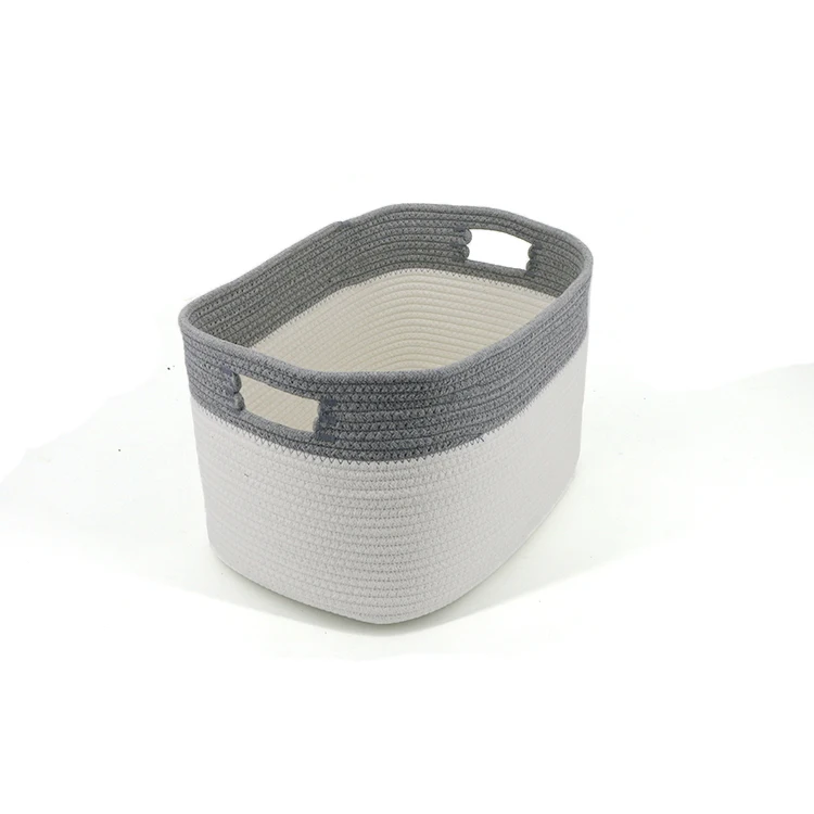 

Promotional cotton rope square storage basket home organizer bin, Grey