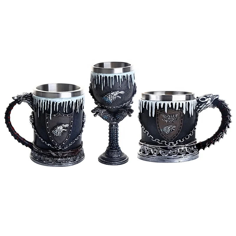

Mug Goblet Stainless Steel Resin Beer Tankard Coffee Cup Wine Glass Mugs 620ml 450ml 220ml Man Boy Gift, Photo