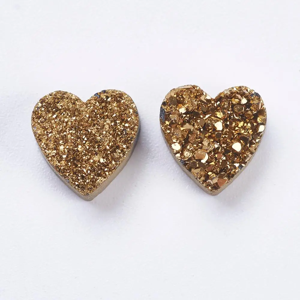 

PandaHall Electroplate Golden Plated Heart Natural Druzy Agate Beads