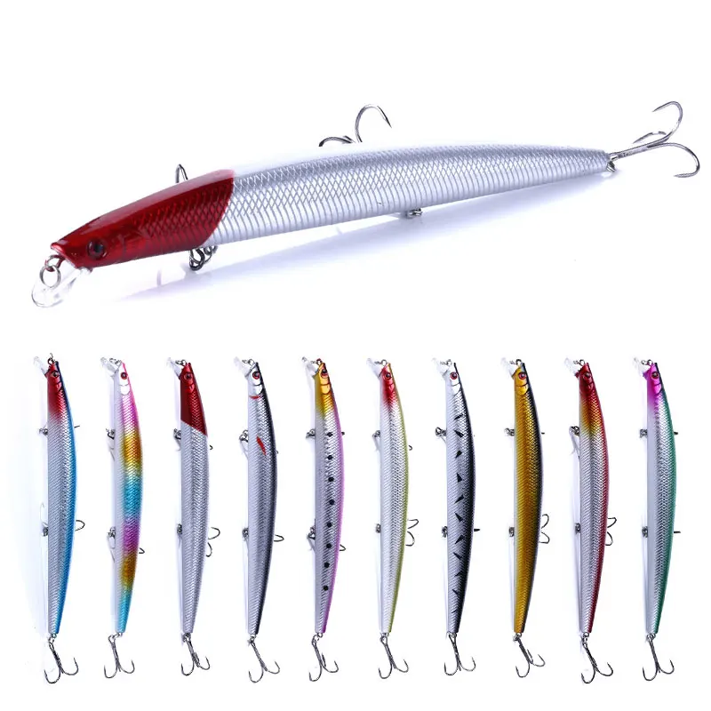 

Long Casting Minnow Floating Shallow Diving Baits Bi-colored Eyes Jerkbaits Fishing Lures, 10 colors available