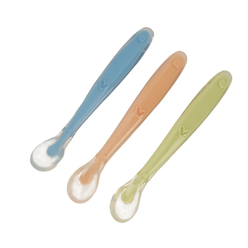 

Wholesale Safe Nontoxic BPA Free Silicone Food Grade Soft-Tip Training Spoon Toddler Infant Spoons Bendable Silicone Baby Spoon