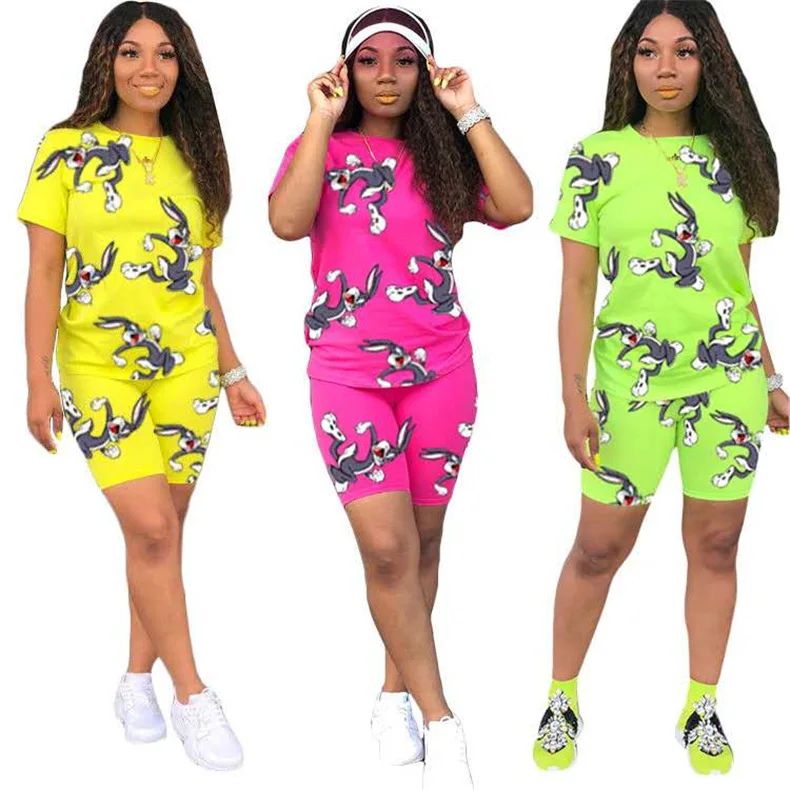 

Printing T Shirt And Shorts 2022 2 Piece Set Women Summer Two Piece Set Woman Two-Piece Clothing Summer Print Two Pieces Set