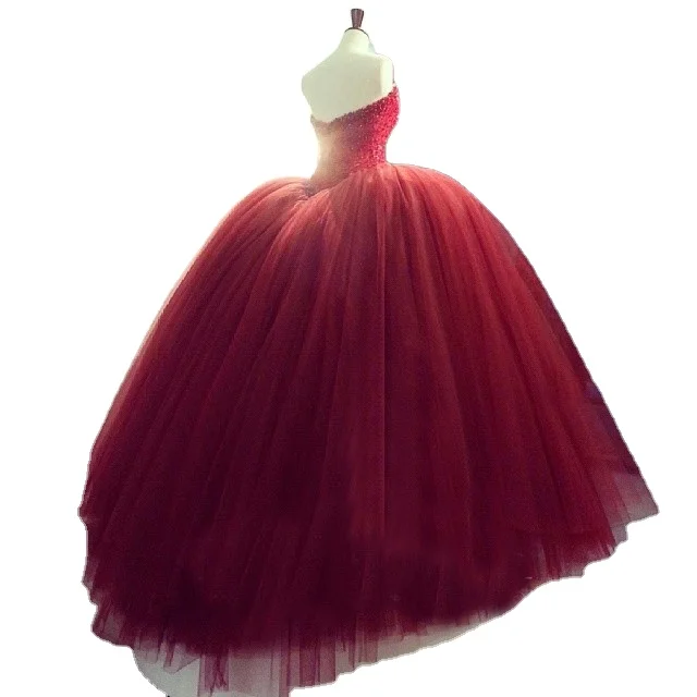 

FA71 Vestidos de novia Crystal Red Wedding Dresses Princess Sweetheart Beaded Tulle Puffy Ball Gown Wedding Gowns, Default or custom