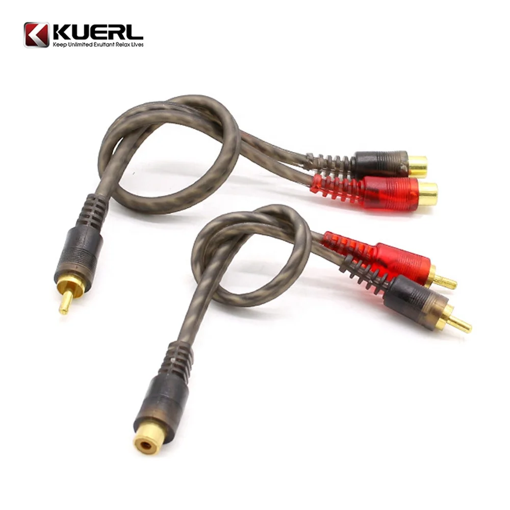 

Wholesale supply all kind of audio amp wires one to two amplifier RCA cable for car, Black