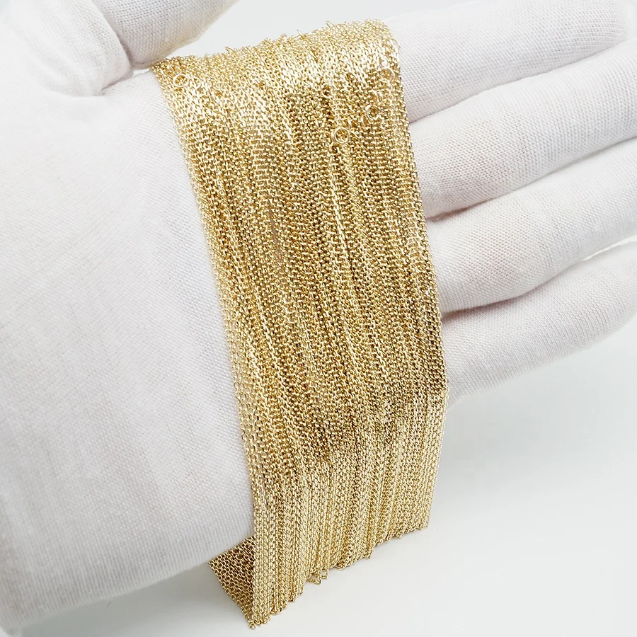 

Wholesale Good Price AU375 Jewelry Solid Gold 1mm DC Cable Link Bulk 9K Roll of Gold Chain by Meter