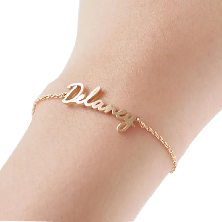 

Custom Name Bracelet wedding bridesmaid gifts gold design stainless steel personalized name cuff bracelet, Rose/sliver/gold