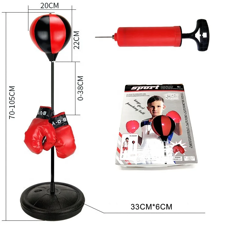 

Reflex Boxing Bag Desktop Standing Set Protocols and Tech-Tool Smart Inflatable Kids Boxing Punching Bags for Kids, Red and black