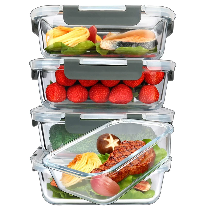 

Glass Meal Prep Containers with Lifetime Lasting Snap Locking Lids Glass Food Containers Airtight Lunch Container, Clear