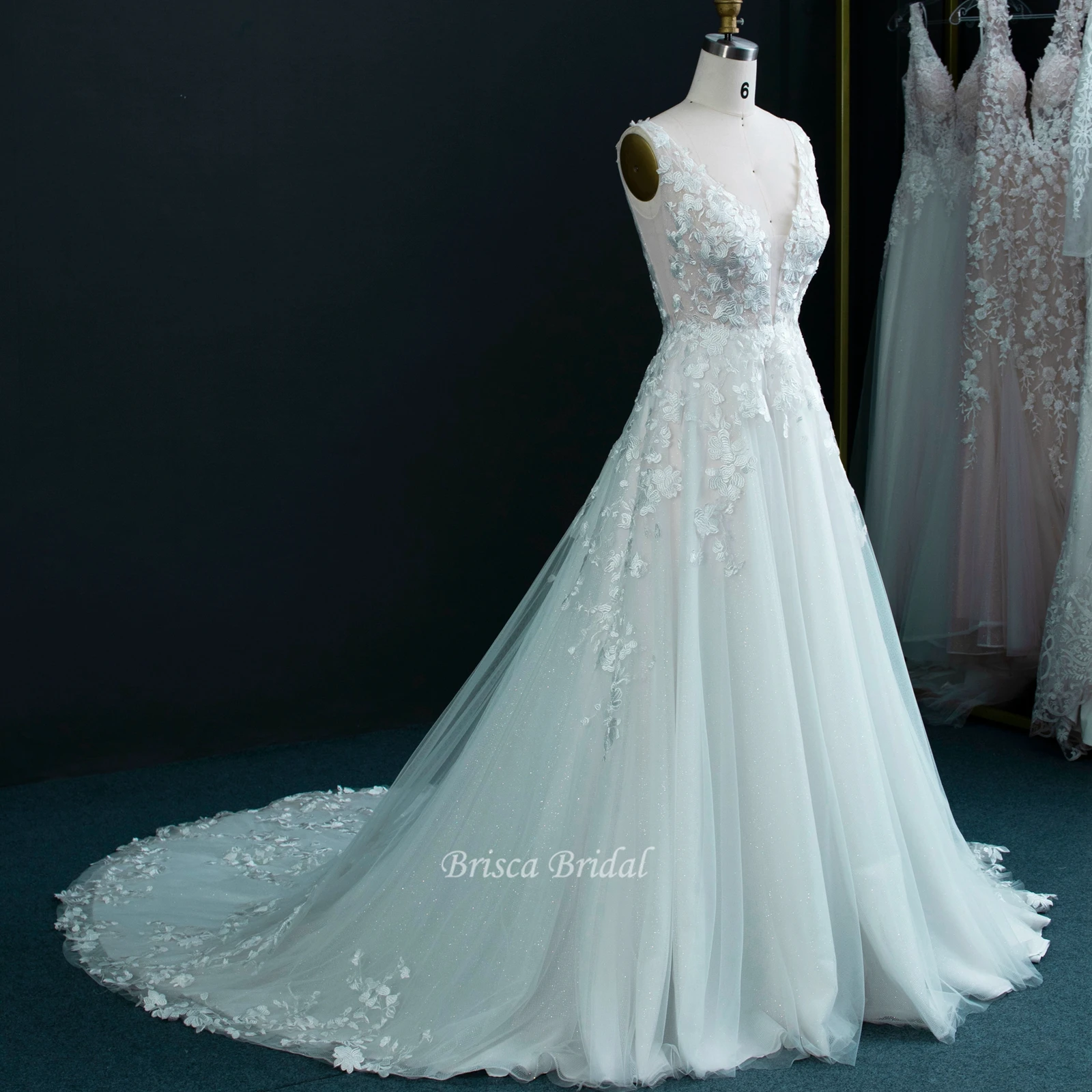 

Butterfly Lace 2021 Vestido de novia Sexy Fashion Off-Shoulder Sparkle Wedding Dress Women White Bride Gown OEM Bridal Dress