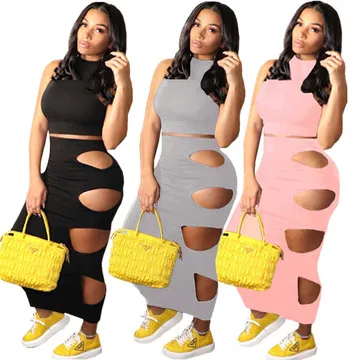 

B35876A 2021 New Arrivals Woman Sexy Bodycon cut out 2 pcs Summer Dress, Shown