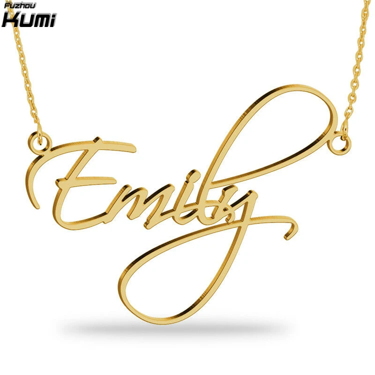 

Custom Name Necklace Gold Plated Necklaces Nameplate Personalized Scriptina, Silver/white gold/rose gold/gold