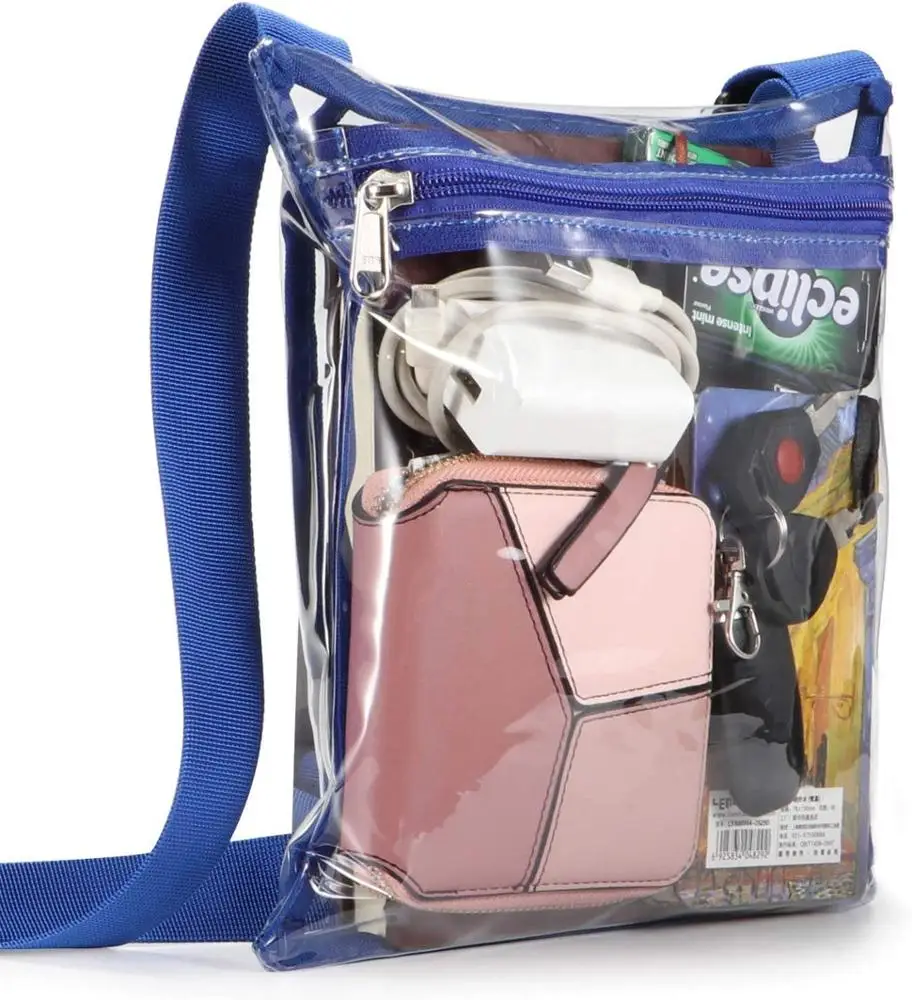 

Clear Crossbody Purse Bag, Stadium Approved PVC Shoulder Bag with Extra Inside Pocket and Adjustable Shoulder Strap for Work