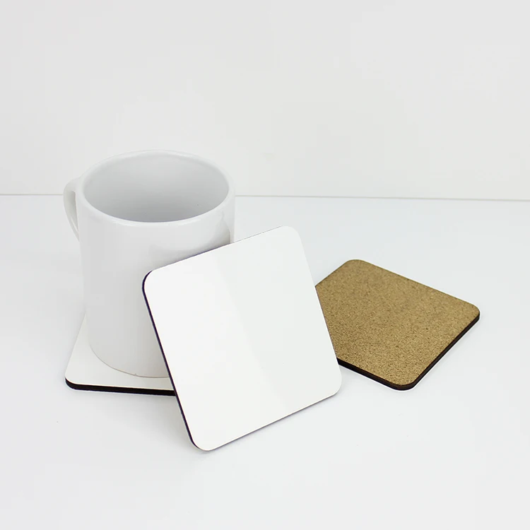 

In stock Pack blank Square round sublimation cork backing wooden drink coaster, Customized color