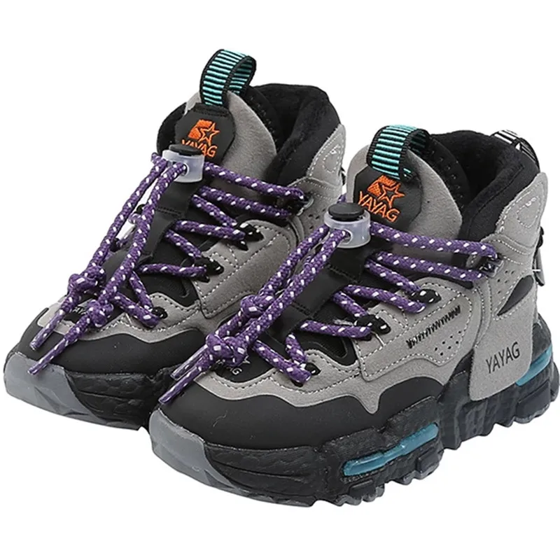 

2021 Children's Sport Shoes Winter New High Fashion Girl Leisure Plush Thermal Cotton Shoes Boys School Sneakers