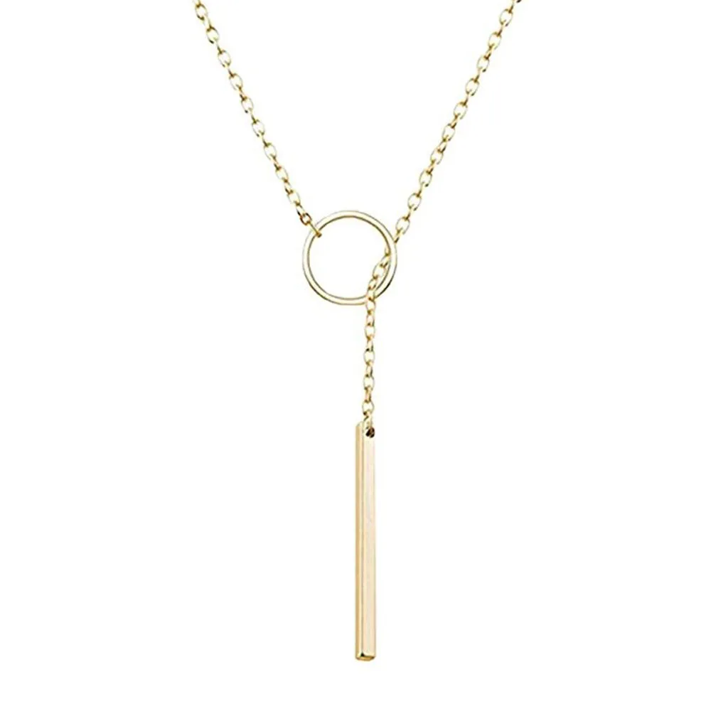 

00123-2 European and American simple fashion metal ring metal bar short necklace