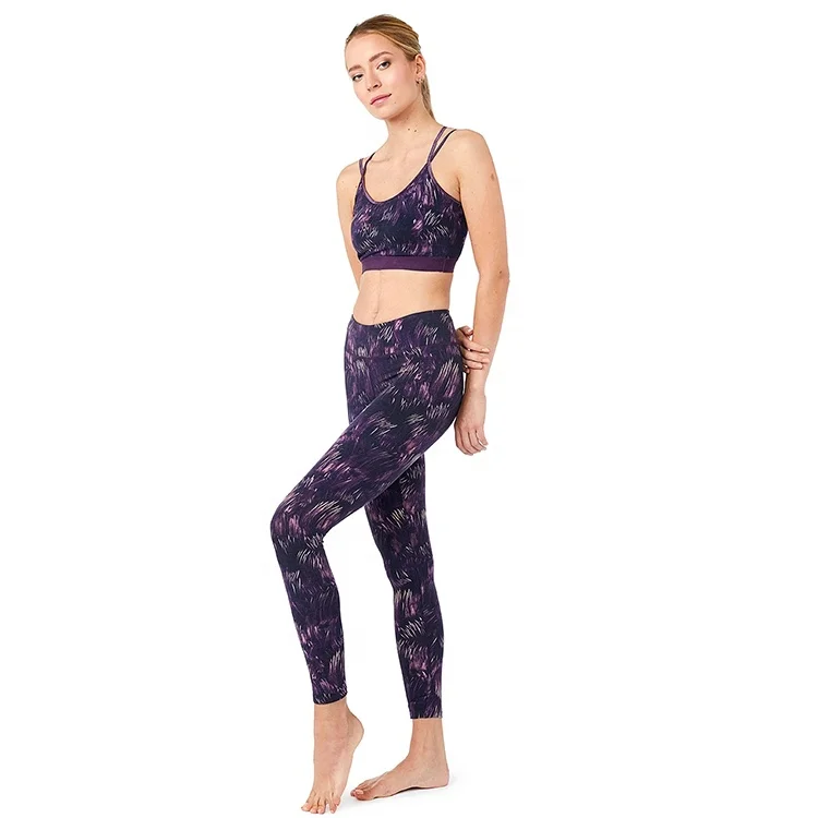 

Custom Printed Leggings Cross Back Sports Bra Top Fitness Yoga Pants Sets, Customized colors