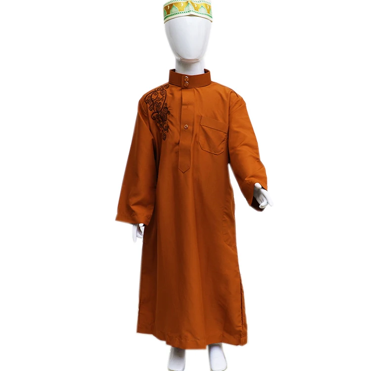 

The factory wholesale Children's Arabian robe short sleeve men's Islamic Clothing robe ordinary round neck short sleeve Robe, 6 colors
