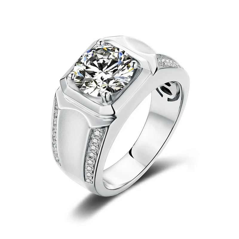 

18K White Gold Moissanite Stone Ring For Men 18k Wedding Ring