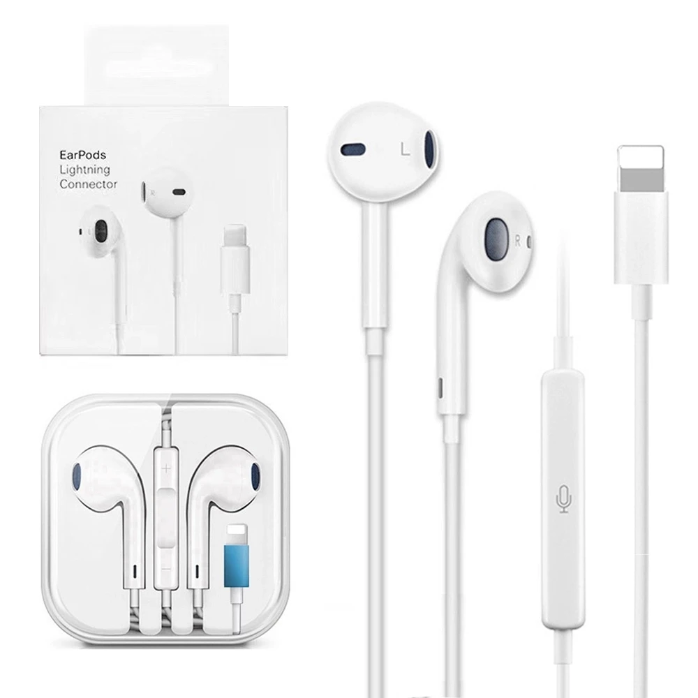 

Factory Wholesale Original Quality 8pin Lightning Wired Earphones Blue tooth Earphone with Mic for iPhone 7/8/X/11/12