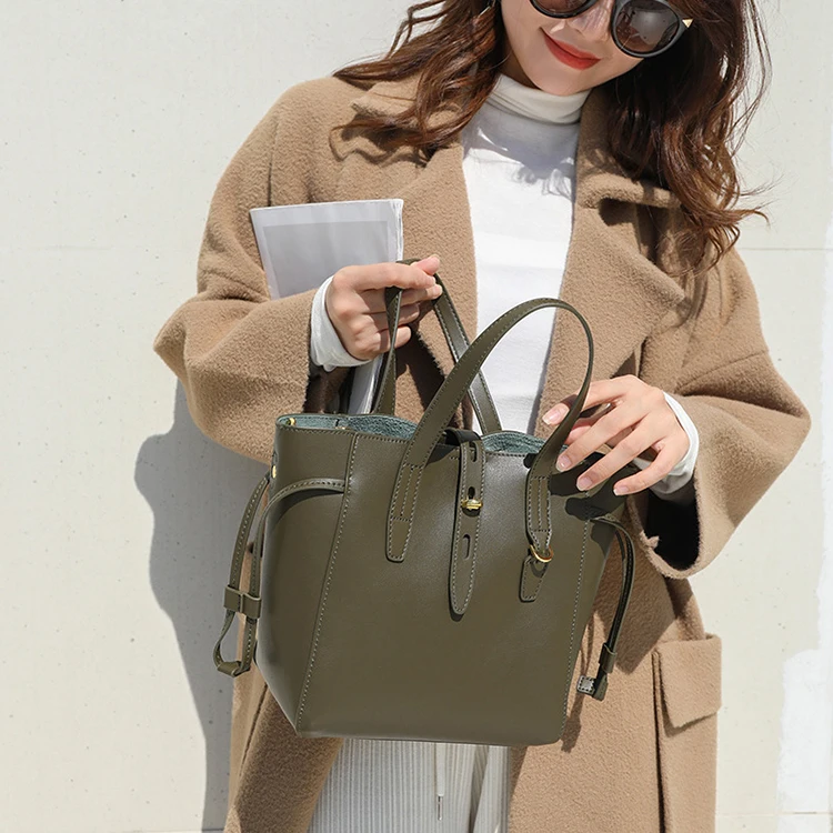 

EGL194 Personalised custom logo fashion luxury handbag woman casual real leather tote bag