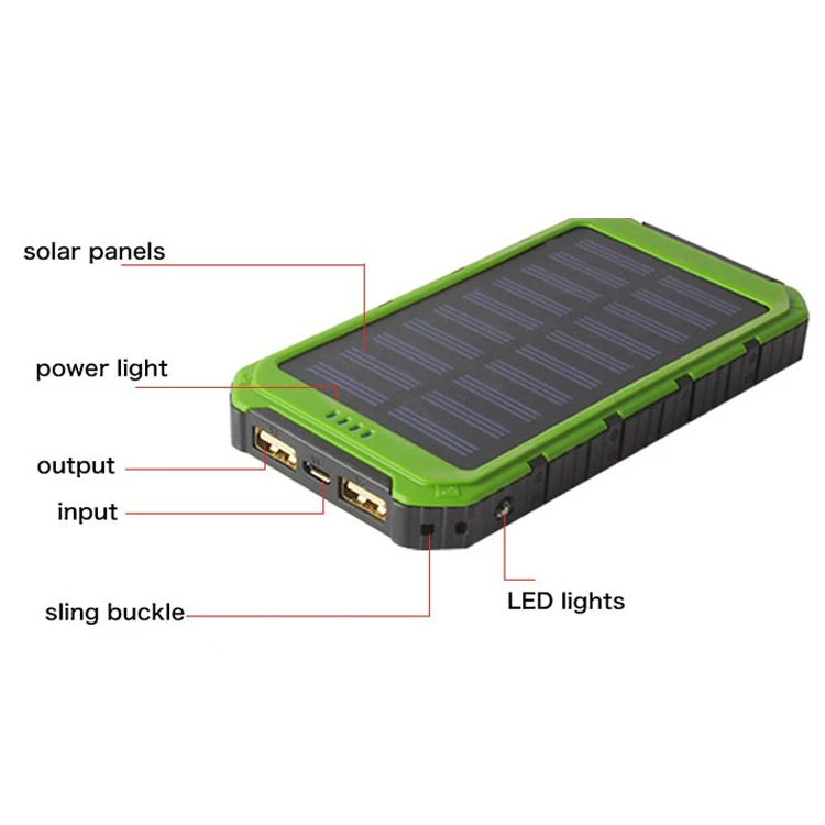 20000mAh Power Bank Waterproof LED Flashlight Solar Charger For Smart Phone Solar Power Bank - ANKUX.COM