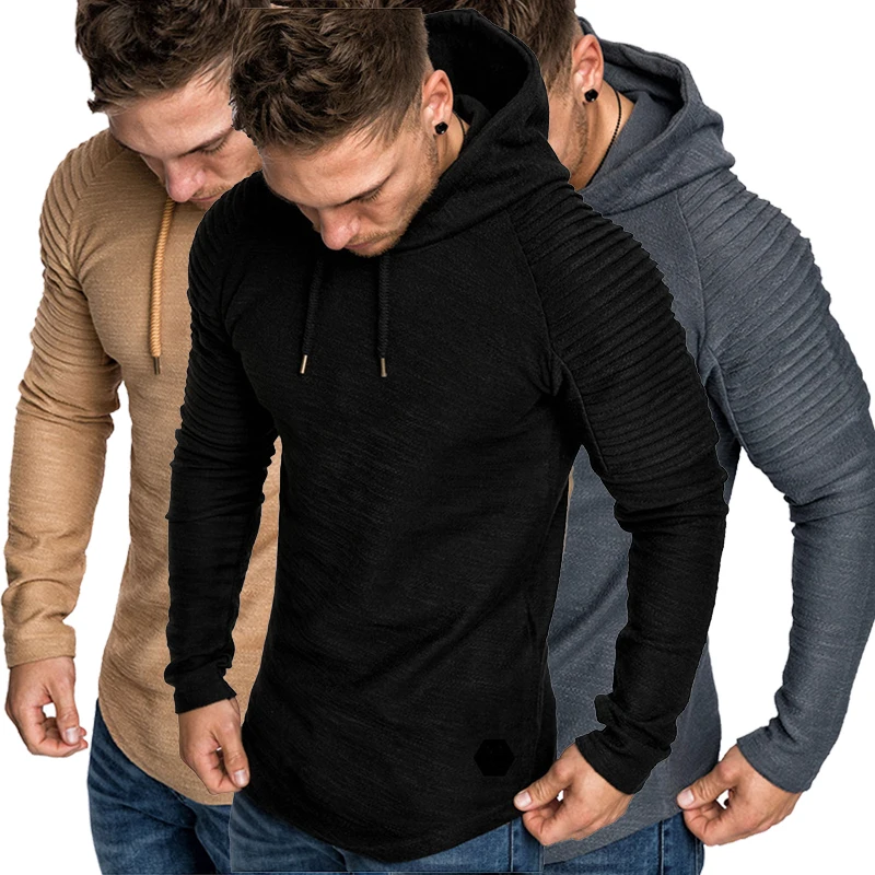 

New Fashion Hoodie Pure Color Slim Fit All-match Raglan Sleeve Street Casual Jacket Clothes Men's Sweatshirt, Customized colors