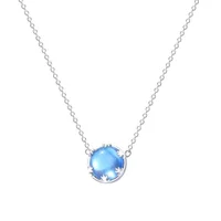 

New Elegant Jewelry Aurora Pendant Necklace Halo Crystal Green Blue Gemstone 925 Silver Necklace for Women