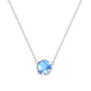 New Elegant Jewelry Aurora Pendant Necklace Halo Crystal Green Blue Gemstone 925 Silver Necklace for Women 2