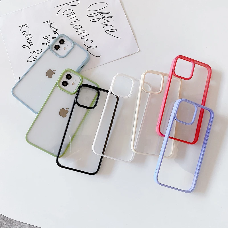 

Wholesale High Quality Shockproof Soft TPU Clear PC 2MM 2 IN 1 Custom logo Mobile Phone Case For Apple Iphone 13 pro max 12 11 X