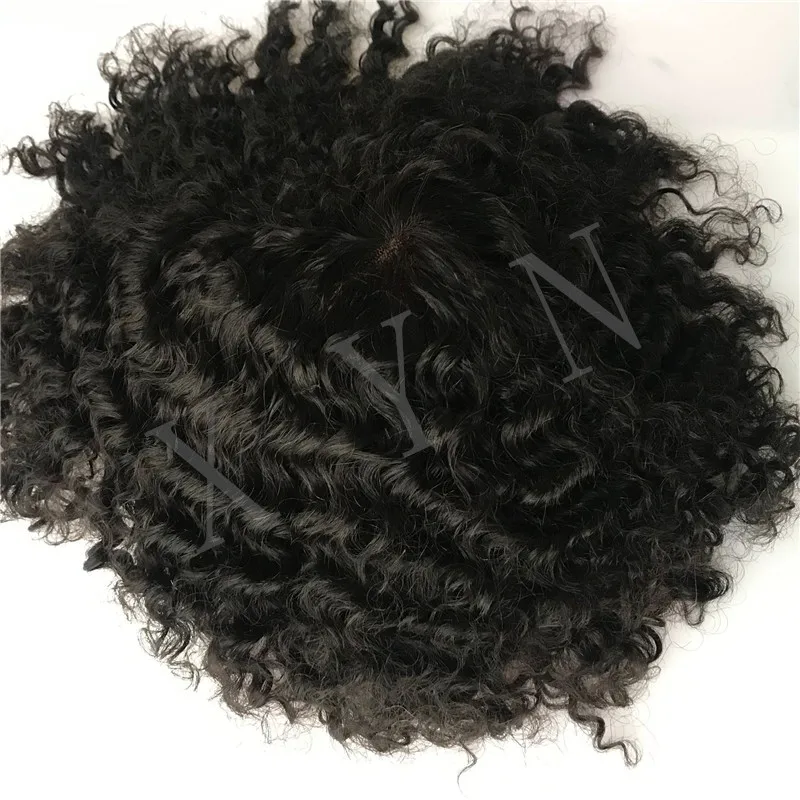 

Thin Skin Pu Men Toupee Afro Curly Human Hair Full Pu Toupee Kinky Curly 8x10 Inch Natural Toupee For Males In Stock