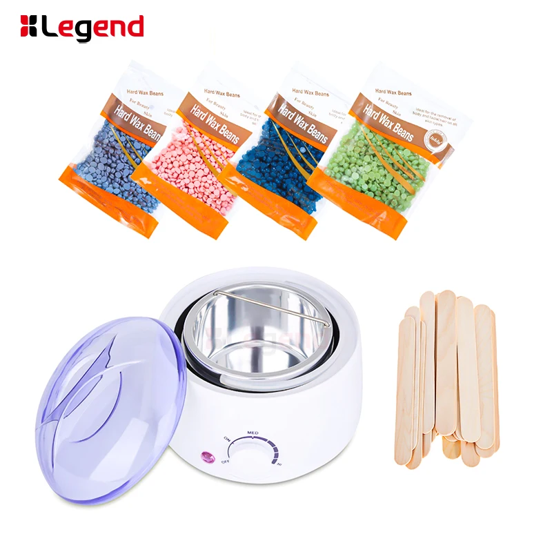 

500cc Hair Removal Waxing Kit Electric Hot Wax Warmer With 4 bags Different Flavors Hard Wax Beans and Applicator Sticks