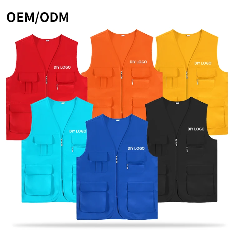 Custom Logo Multi-Pockets Cargoes Fisherman Vest Summer Waistcoat for Hiking Journalist Photography Camping and Fishing Work