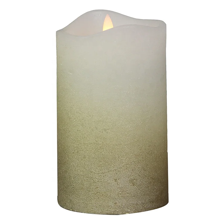 

Home Decor Distressed Wax Pillar Flickering Flameless Led Candles With Real Flame