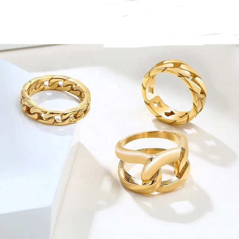 

2022 New Arrived Fashion Jewelry 316L Stainless Steel Women Plated Gold Ring