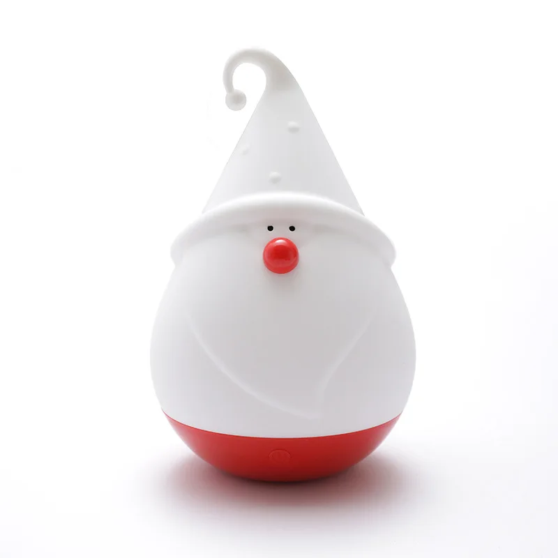 

Christmas gift Santa Claus warm white snowman silicone night light lamp, White and red