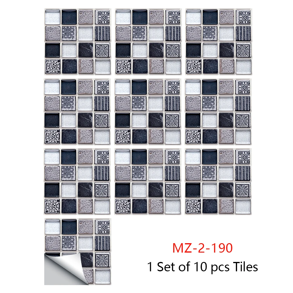 

10pcs 30cm Flat Mosaic Crystal Hard Film Tile sticker Home Decor Wall Stickers Self adhesive Waterproof Removable Wallpaper
