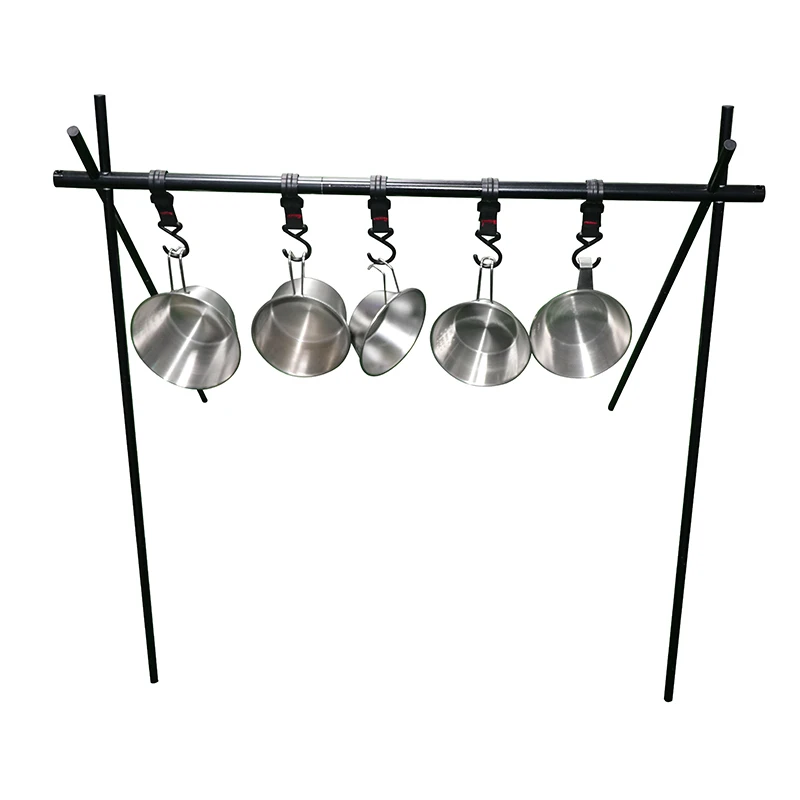 

outdoor aluminum alloy adjustable folding camping hanging rack with hooks