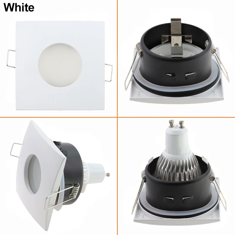 Square White Nickel House GU10 MR16 Lighting Fixture COB Downlight LED  Ceiling Light Frame