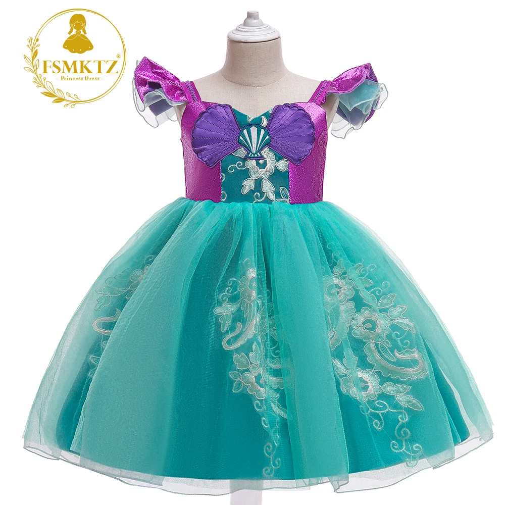 

Girls Mermaid Ariel Princess Dress Cosplay Costumes For Baby Girl Dress Up Children Halloween Clothing, Purple