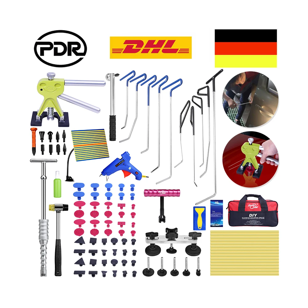 

Super PDR tools Kit Push hook Rods pump wedge Dent Remove Tool Set Dent Puller crowbar door ding tool for car work shop
